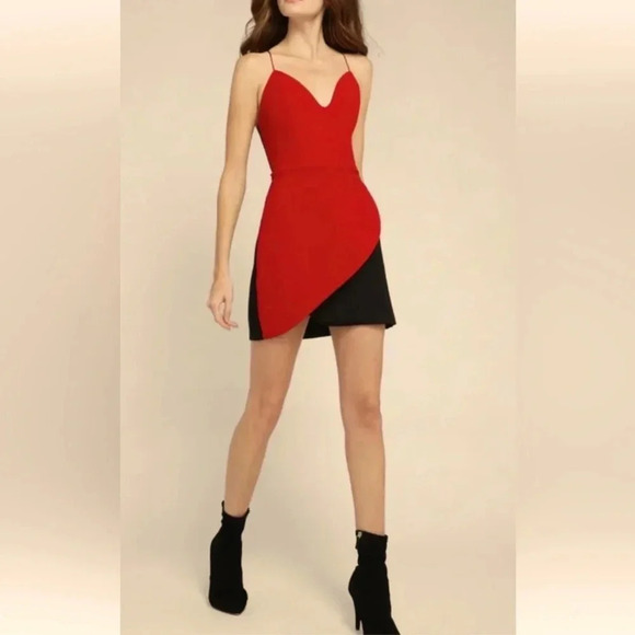 Alice + Olivia Black/Red Amina Mini Dress size 10 - Picture 1 of 16